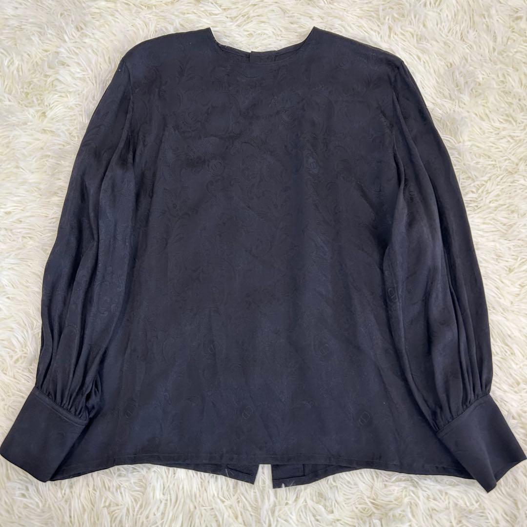 【Christian Dior】 CD シルク100% バックボタン ブラウス