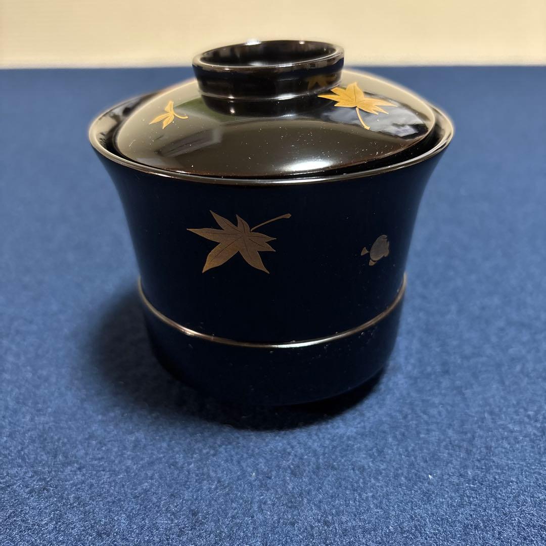 輪島塗　慶塚造　松笠形　吸物椀　梅紅葉　5客組