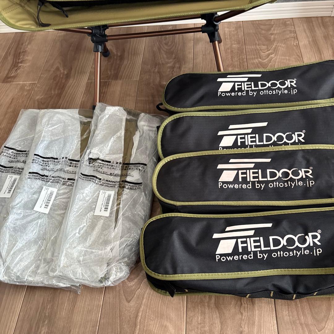 【美品】５脚&交換用座面3枚セットFIELDOOR アウトドアチェア カーキ