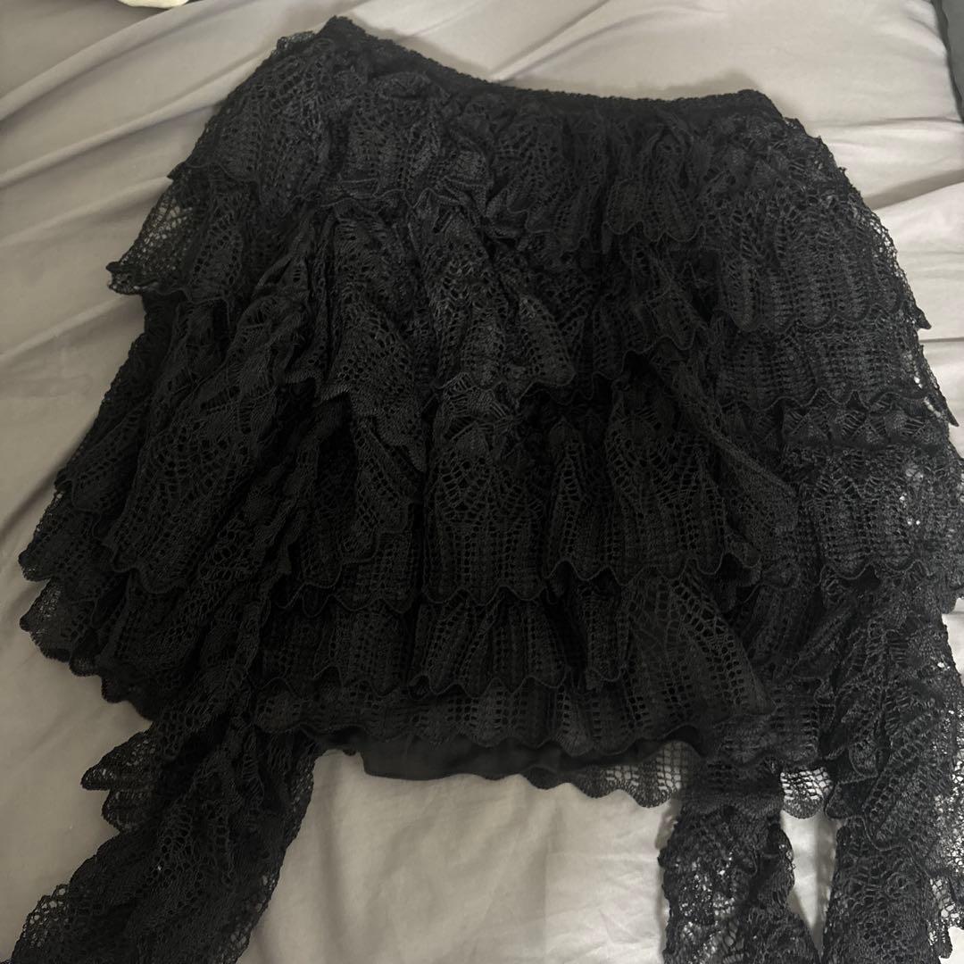 Dior ラッフル ミニスカート　リネン & シルク ブレンド ニット レース