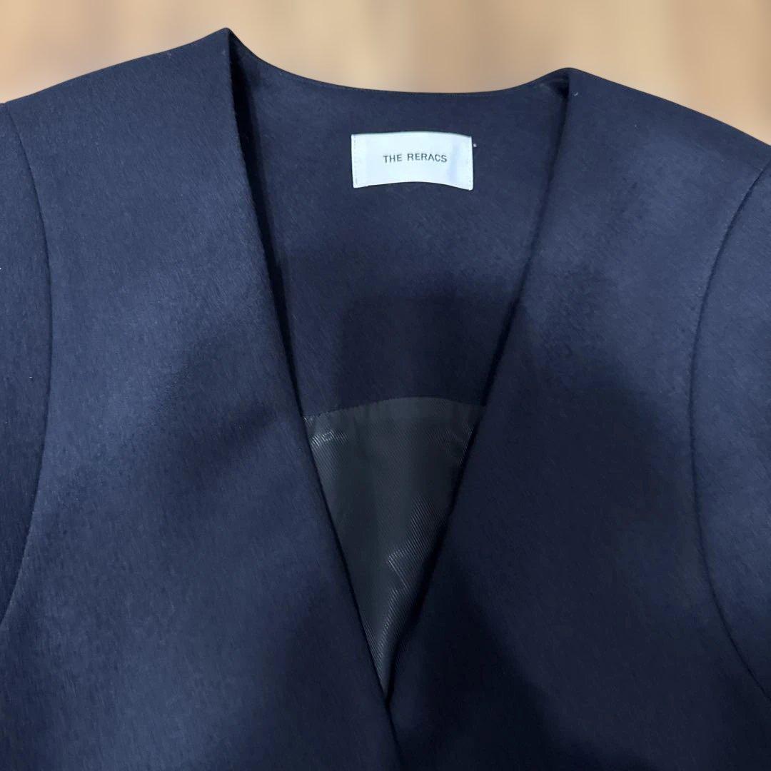 THE RERACS リラクス メルトンウール ロングジレ ネイビー 36