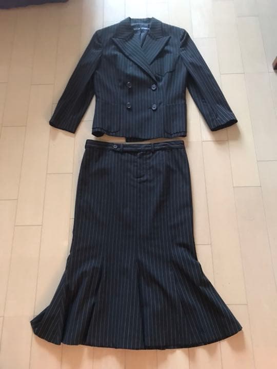 ラルフ・ローレン　黒地白ストライプ　フレア　スーツセット