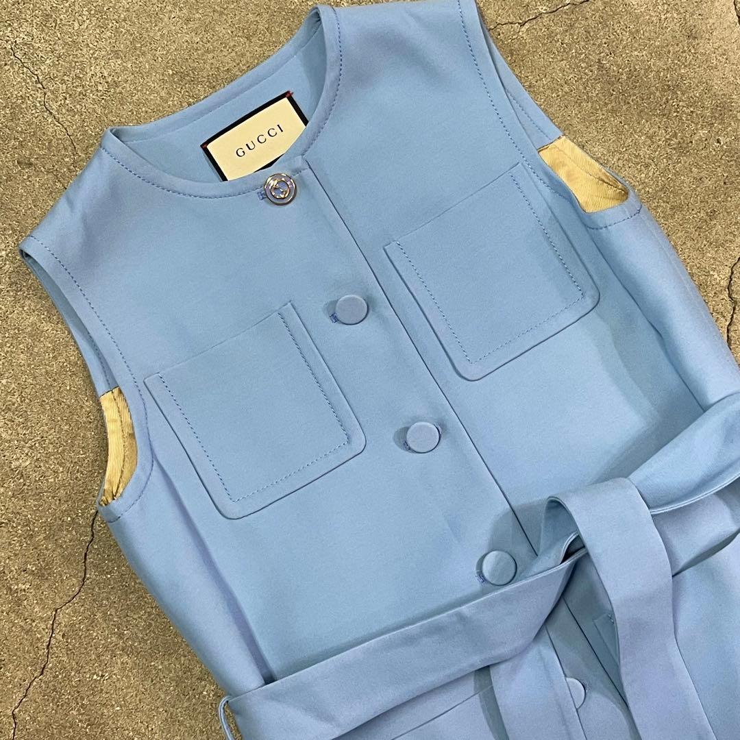 Gucci グッチ ベルテッドベスト ジレ 619334 ブルー 36