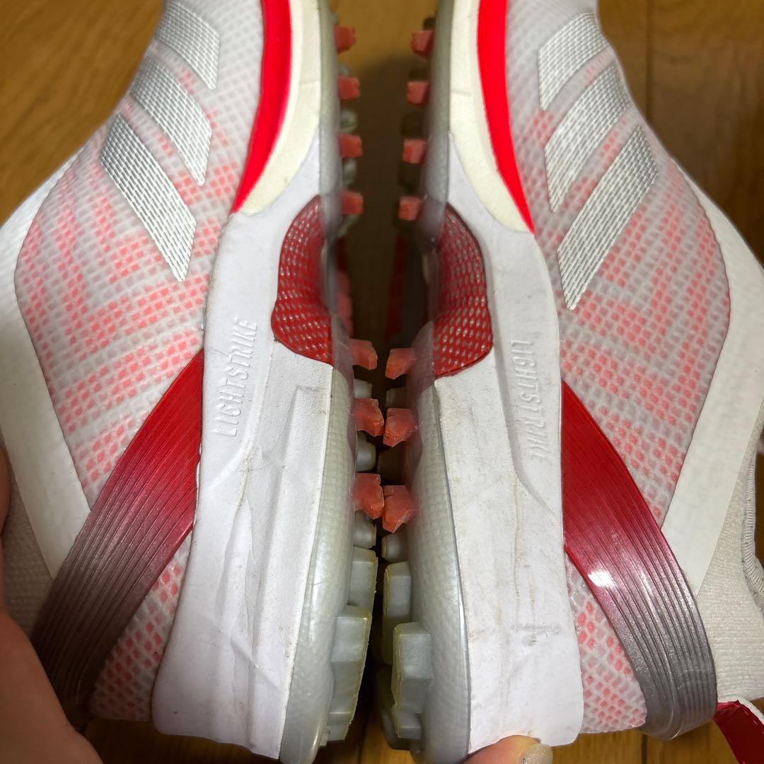 adidas ゴルフシューズ 女性用 ホワイト　濃いめピンク