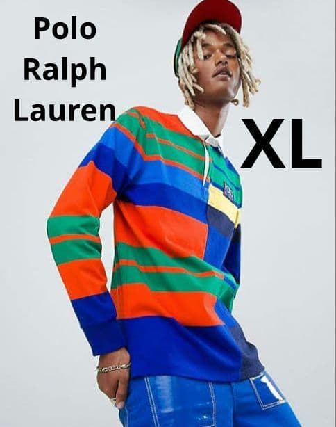 未使用級 XL　ポロラルフローレン　ラグビー ジャージ　特大　マルチボーダー