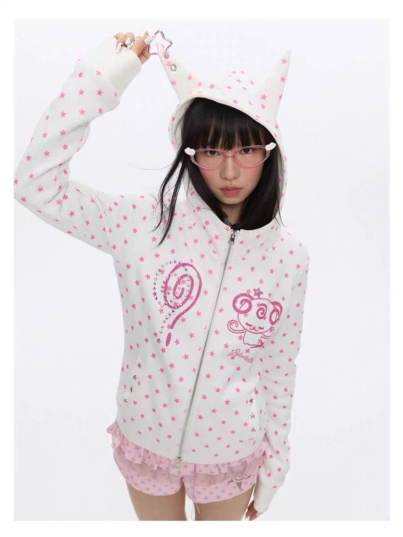 即発送 betweenand 星柄パーカー y2k 平成女児 しなこちゃん着用