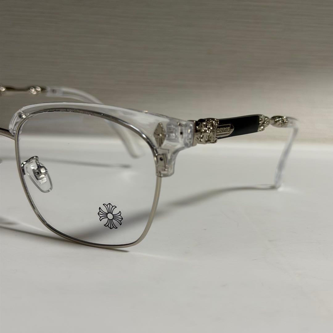 伊達メガネ　サングラス クロス ホワイト&シルバー y2k クロムハーツ好きに