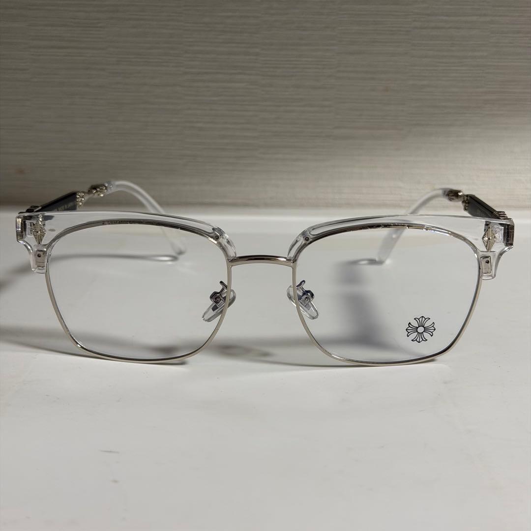 伊達メガネ　サングラス クロス ホワイト&シルバー y2k クロムハーツ好きに