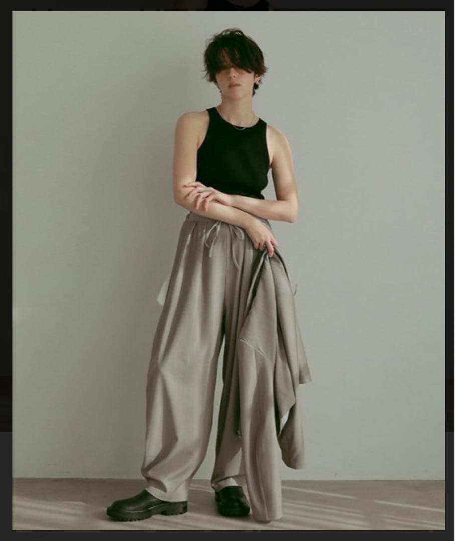 ETRE TOKYO キャバルリーツイルワイドパンツ グレー M