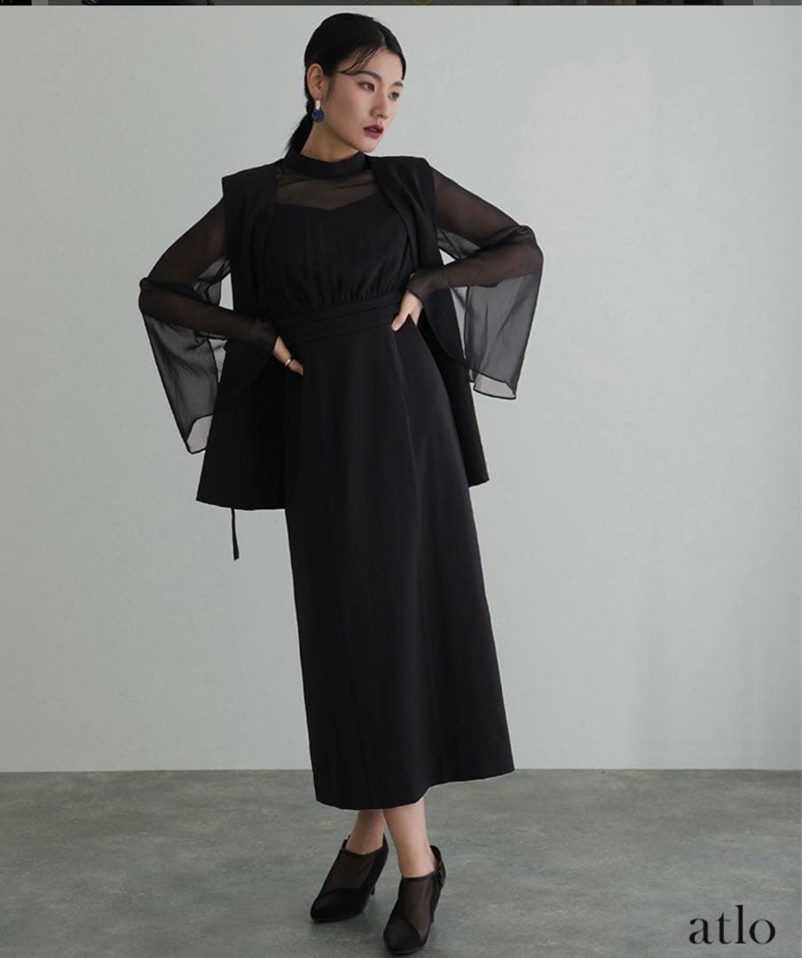 atlo 4L フォーマルドレス　ジレ付き　ブラック　2回着用　美品