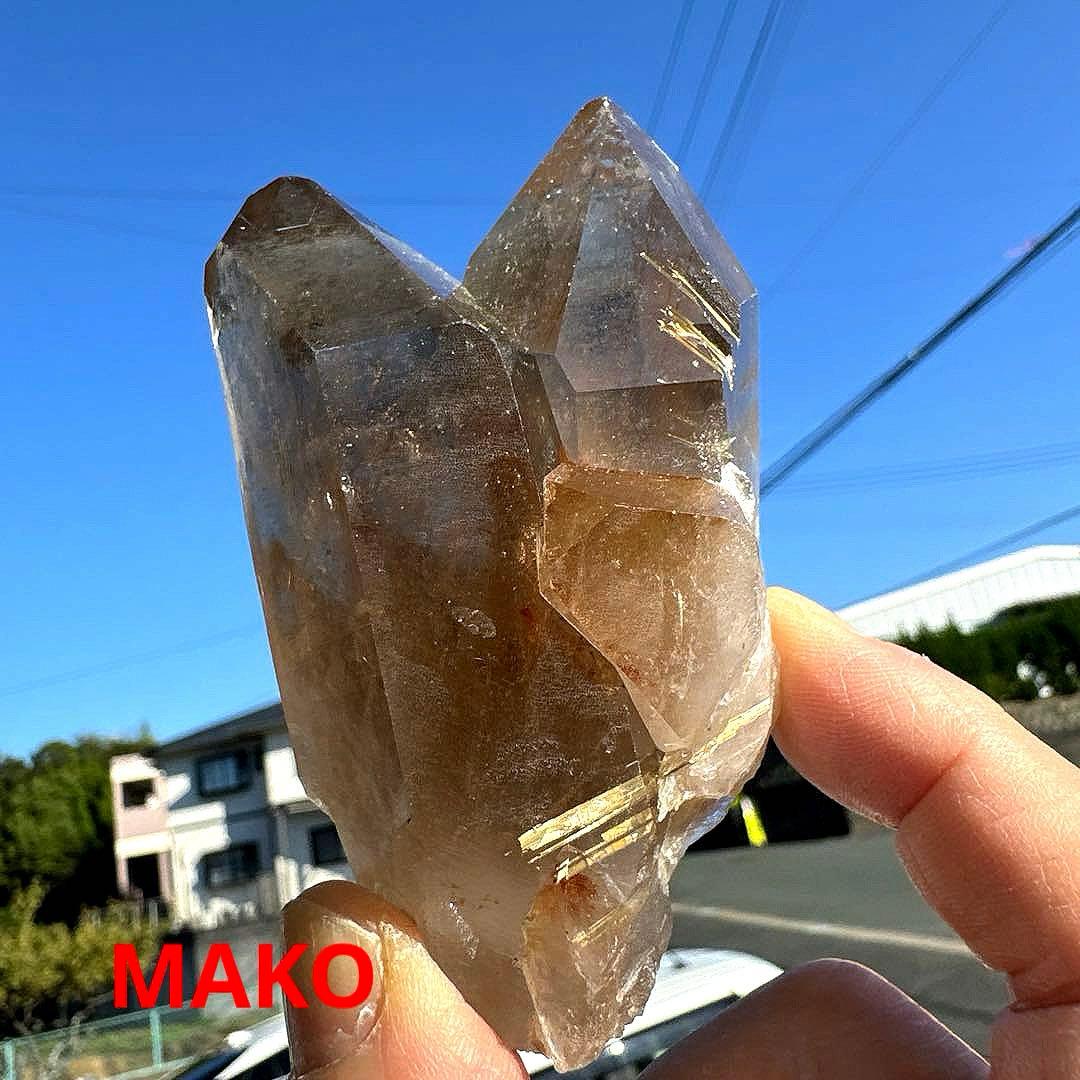 M1819☆ゴールドルチルクォーツクラスター219g☆天然石　原石☆N41010