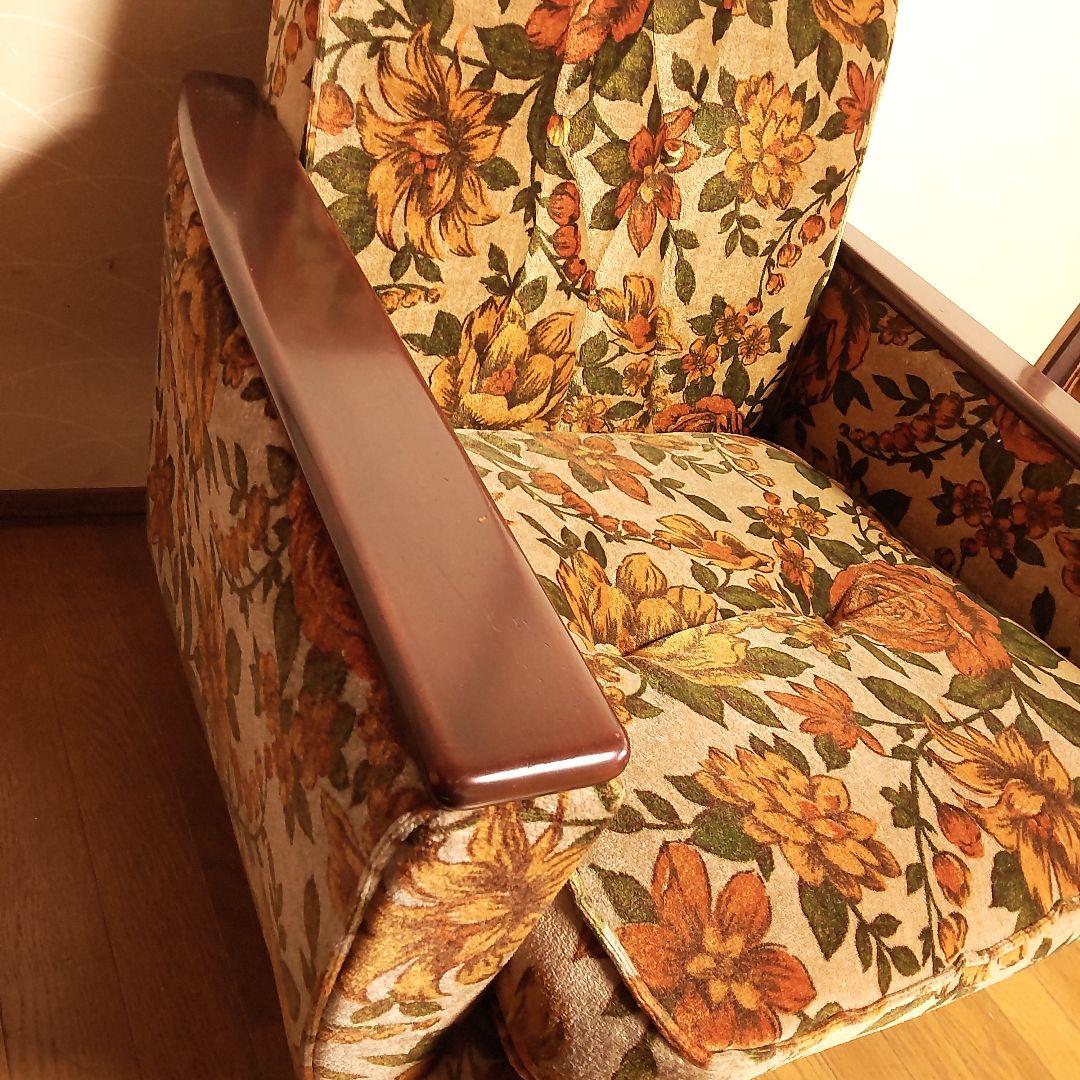ぷ*ん様 昭和レトロ 花柄 1人掛け ソファ 椅子 チェア ソファー 大柄