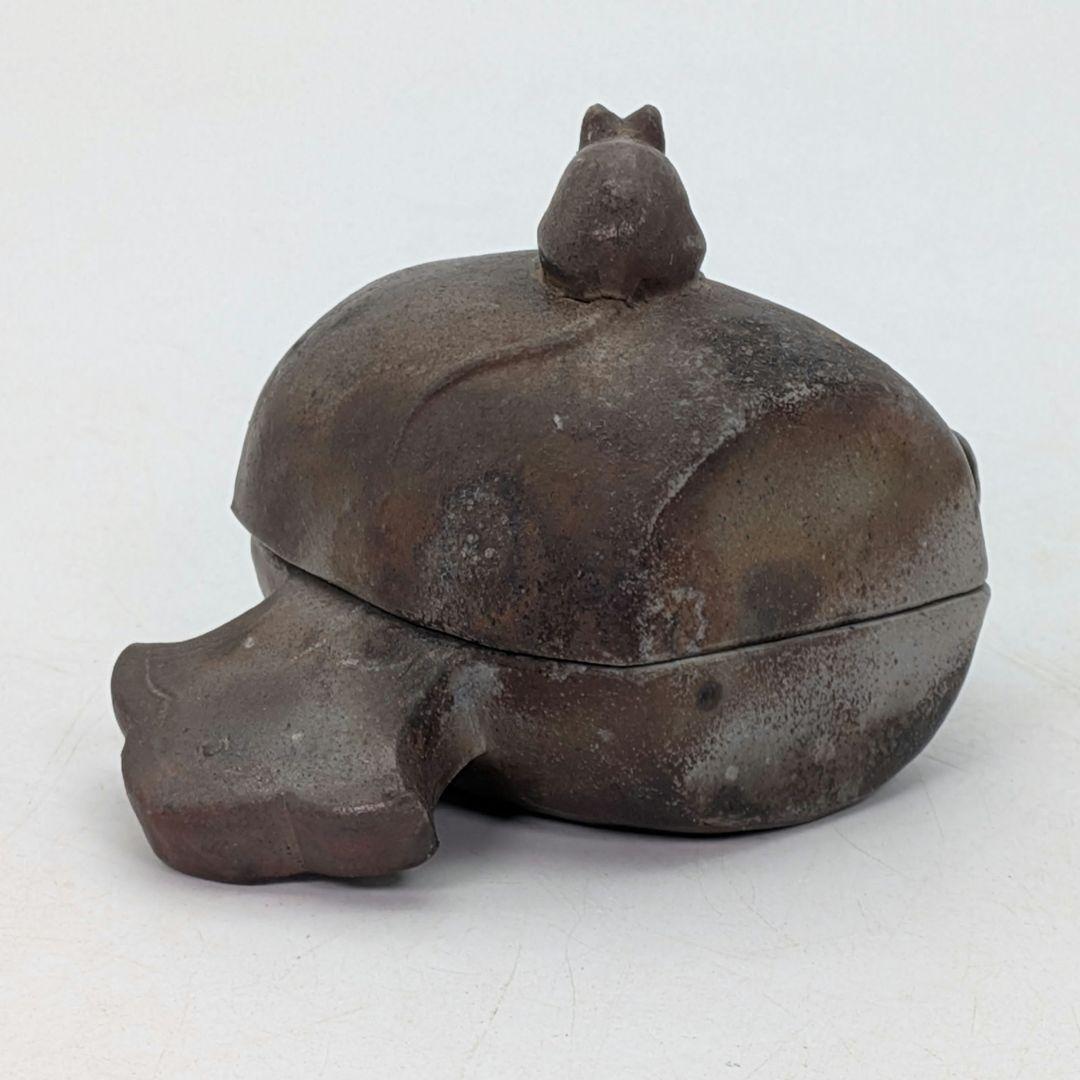 金重利陶苑 備前焼 子香合 合箱合布 抹茶道具 香道具 香盒 干支香合 金彩緋襷