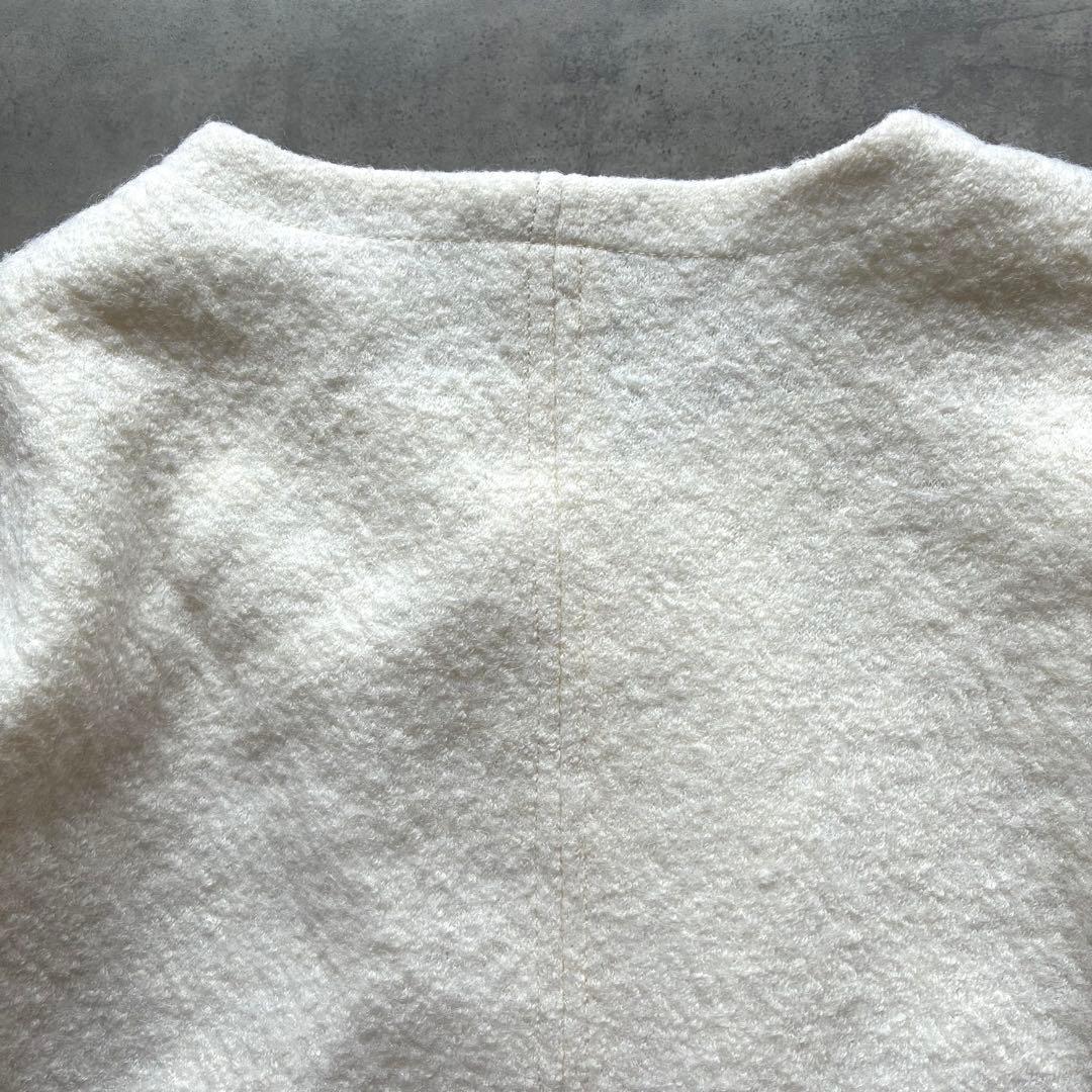 完売品 ソラモナポッシェ 圧縮ニット ウール ジャケット アウター アイボリー