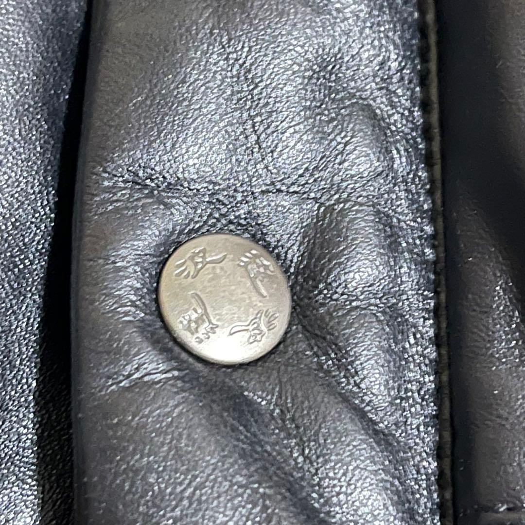 波達 ブラック 羊革 レザー ダウンジャケット ファー付き