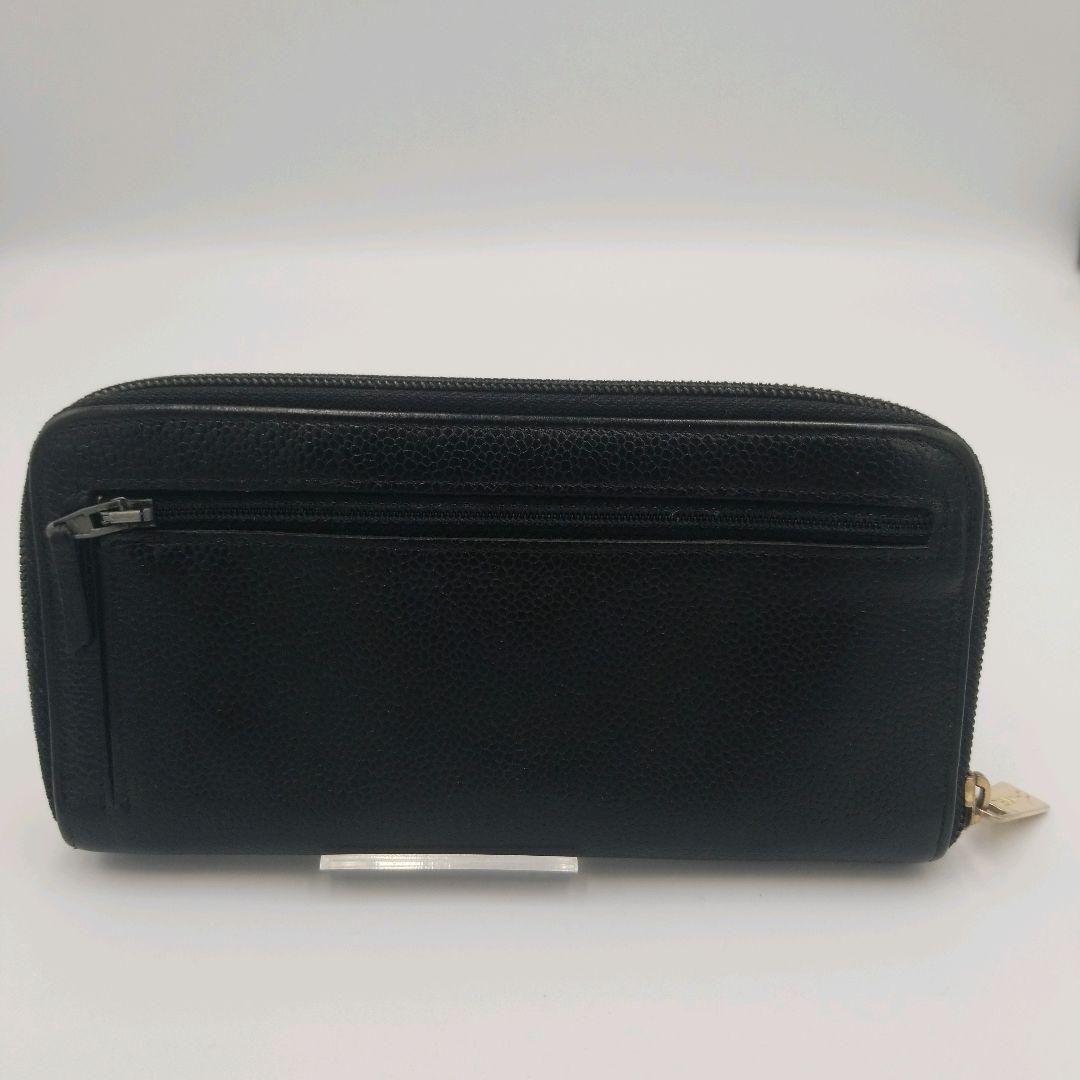 【美品】CHANEL シャネル キャビアスキン レザー ラウンド長財布　ココ