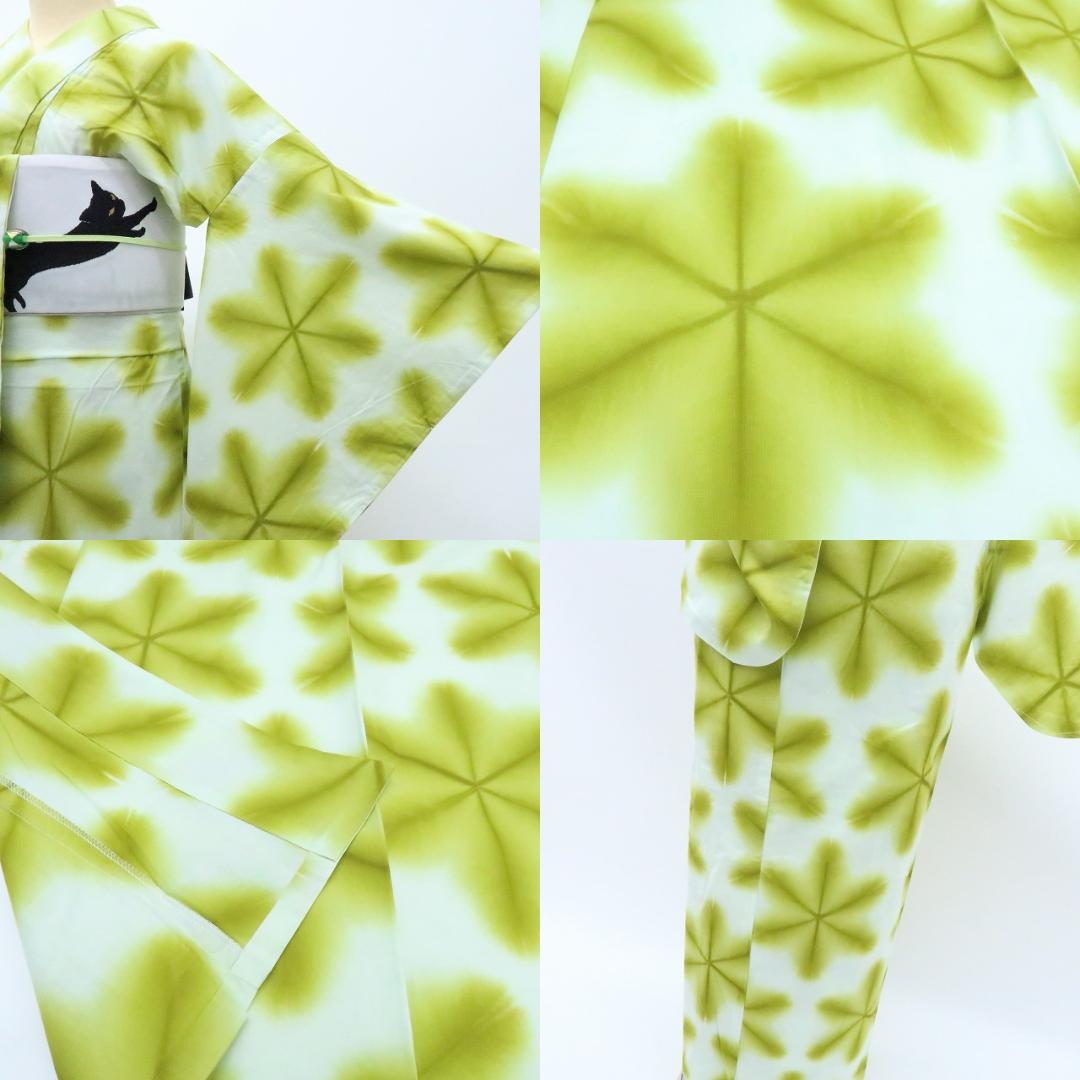 Y3364◆新品 板締め絞り 綿 仕付け糸付 浴衣 洗える夏着物