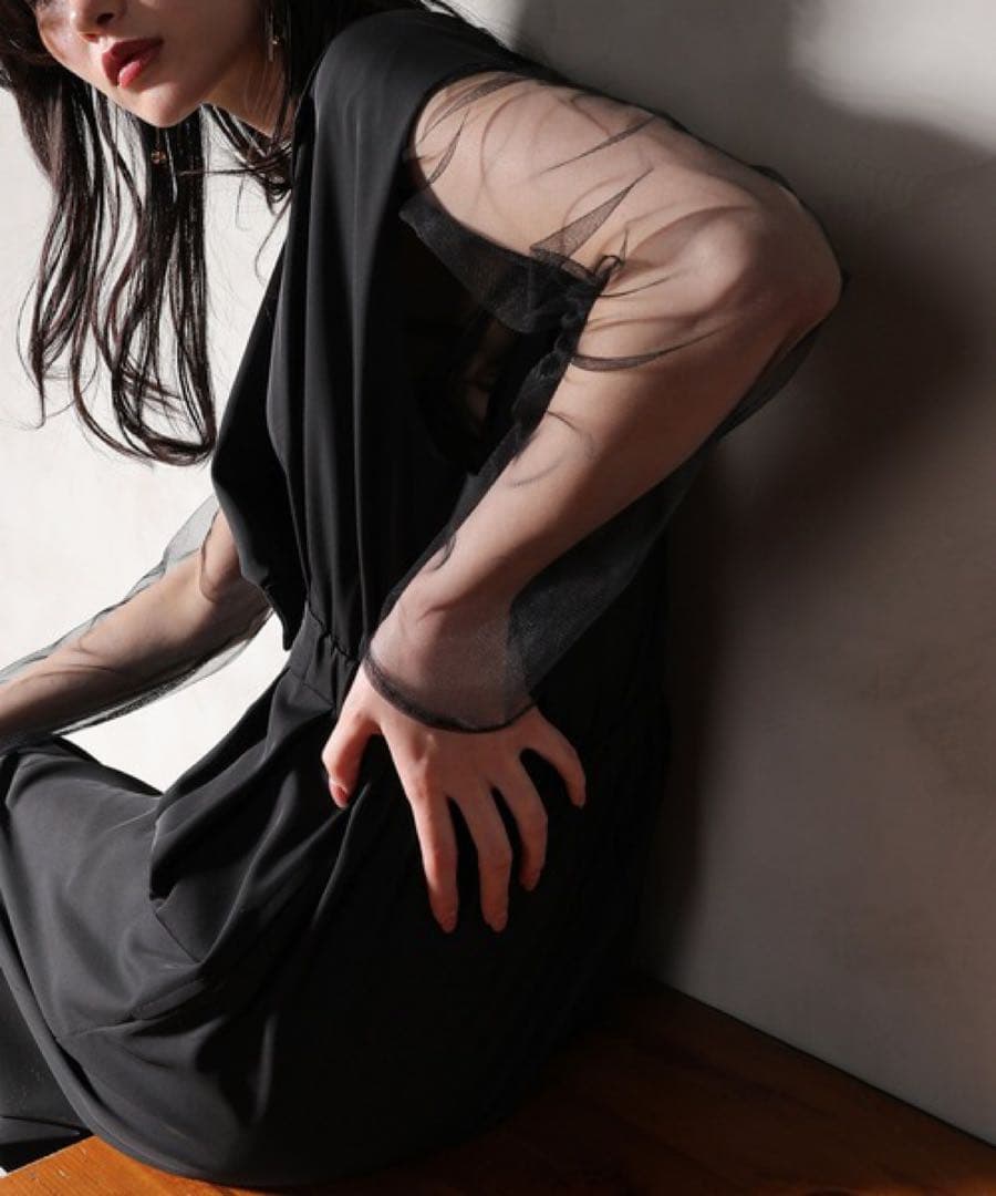 ♡niana / Kana スタンドアウトカラーオールインパンツ　ブラック　M