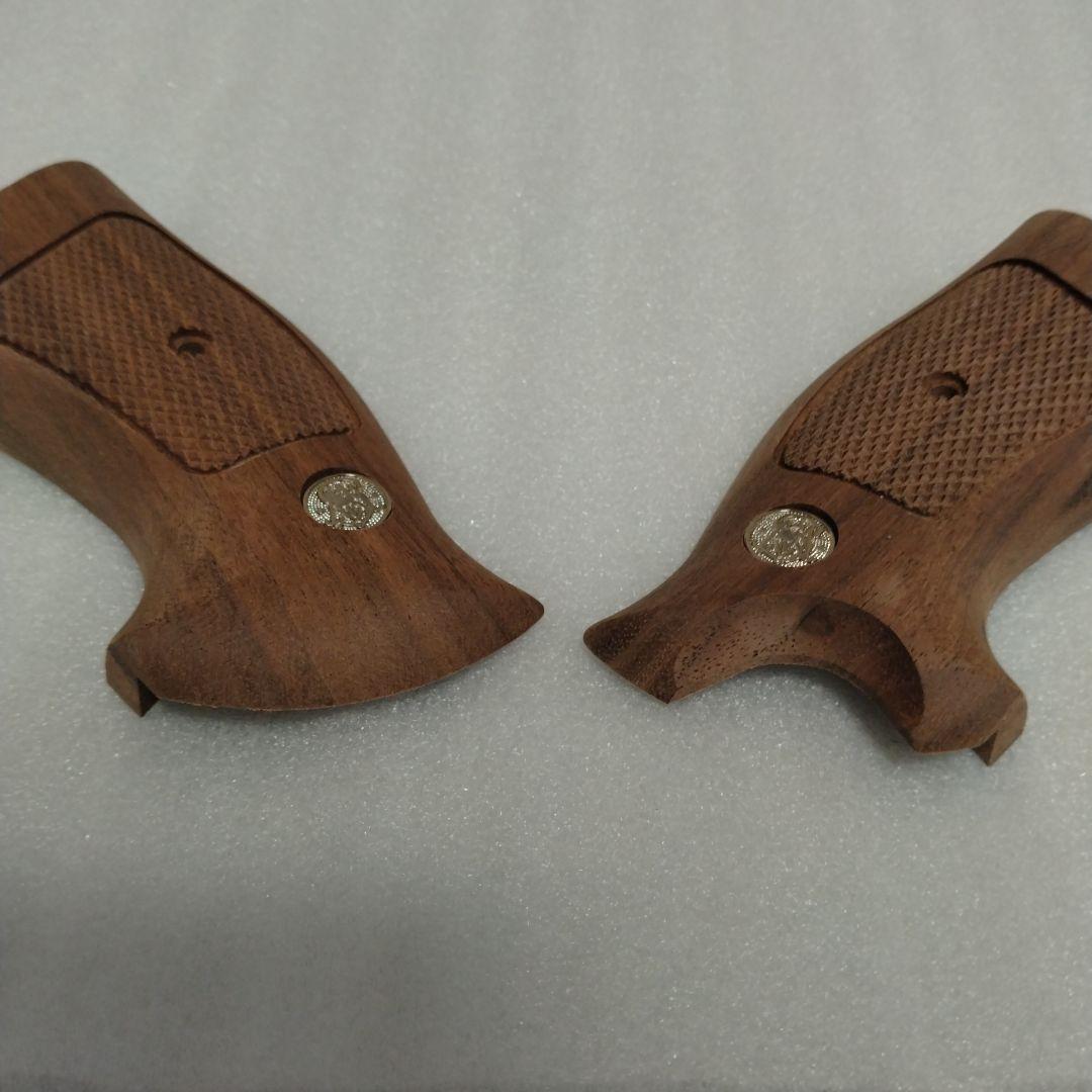 h*6様 東京マルイ M19用 ウォールナットチェッカー オーバースクエア 木製