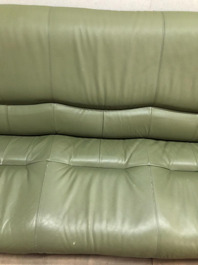 カリモク チターノ　 ソファ3　人掛け　本革　グリーン　1109-2
