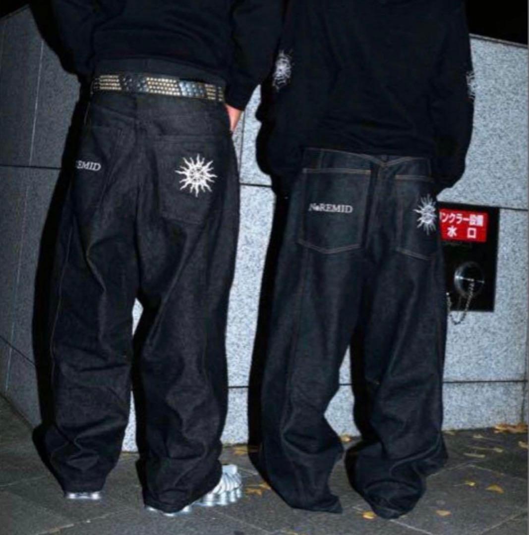 NoRemid ブラック ワイドパンツ