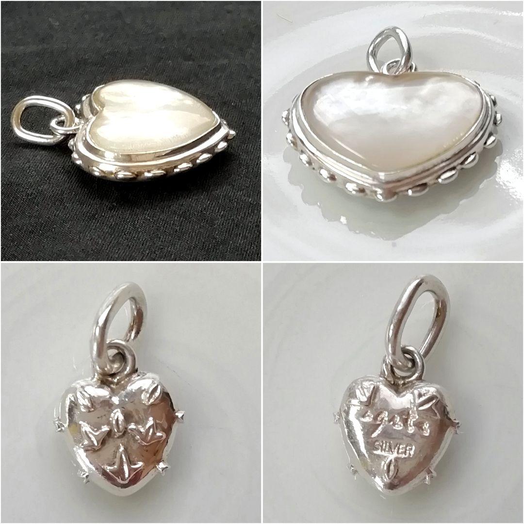 〚agete│アガット〛シルバー 白蝶貝│ハート形チャーム2個│ペンダントトップ