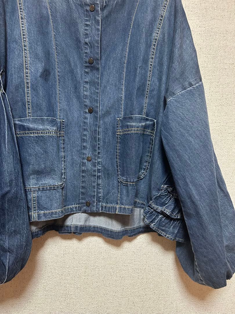 美品　アヤン ダークデニム バルーンスリーブジャケット
