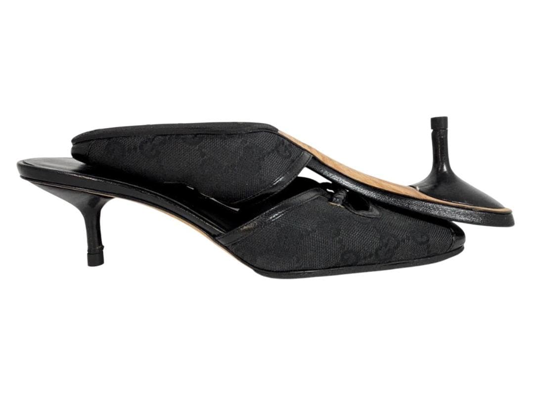 グッチ GUCCI サンダル ミュール シグネチャー 黒 ブラック 24cm