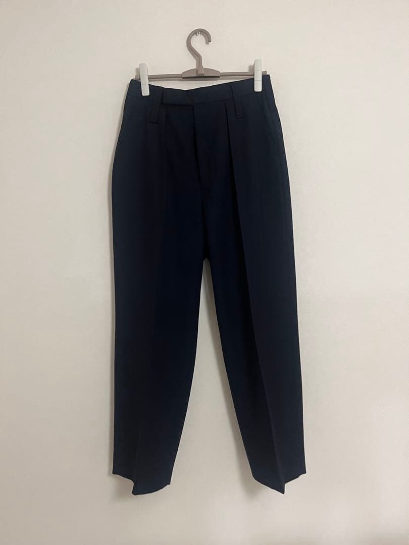 INTÉRIM ヴァージンウールギャバジン 1タック ワイドテーパードスラックス