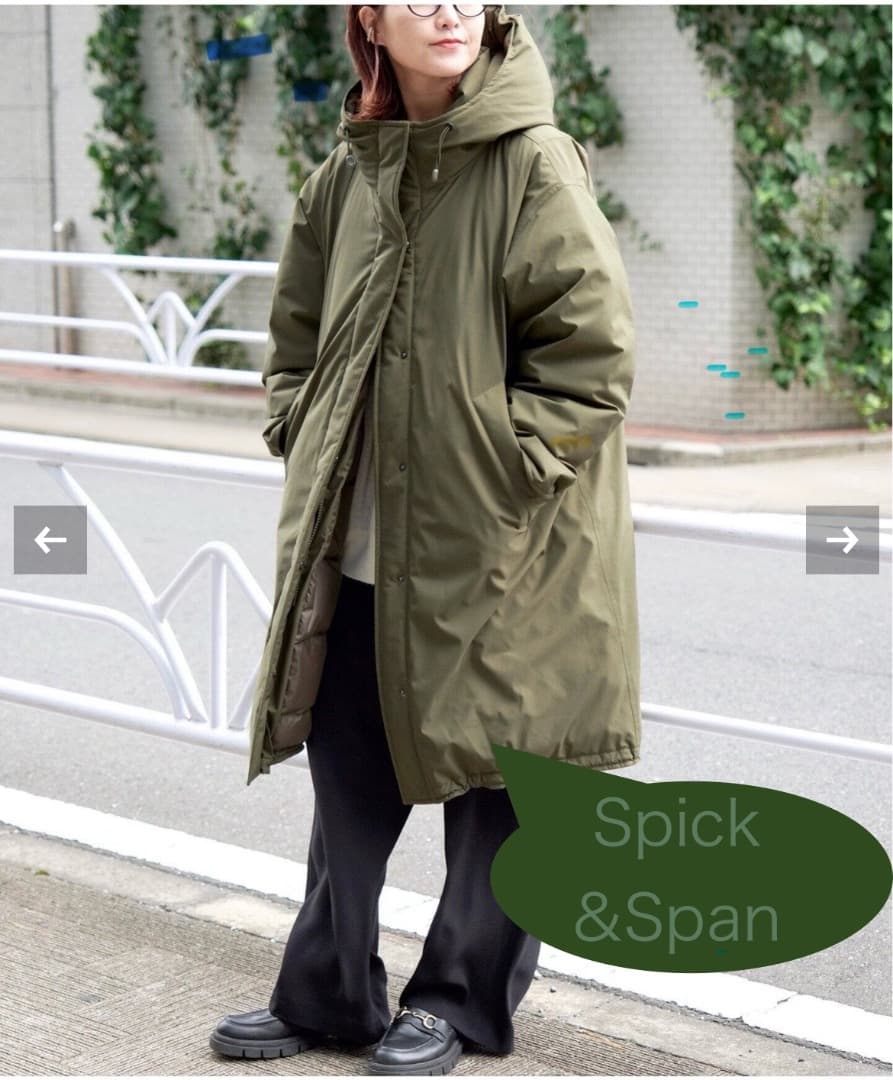 スピックアンドスパン ダウンフーデッドコート　サイズ38 美品