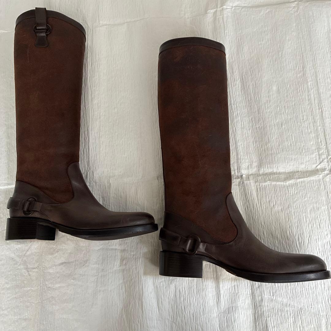 【ちよみ】サルトル ジョッキーブーツ 茶 36(約23cm) スウェード