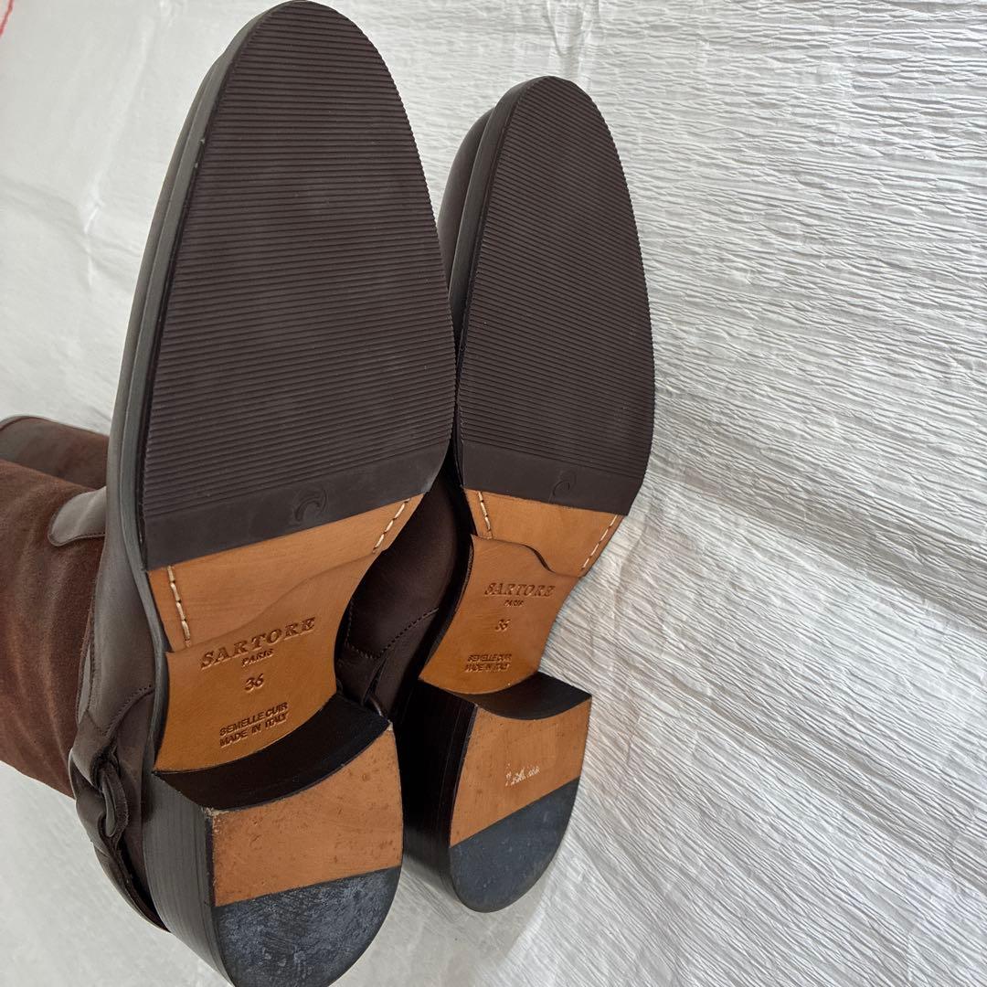 【ちよみ】サルトル ジョッキーブーツ 茶 36(約23cm) スウェード