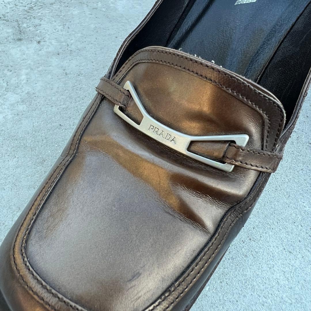 PRADA ブラウン モカシン ヒール