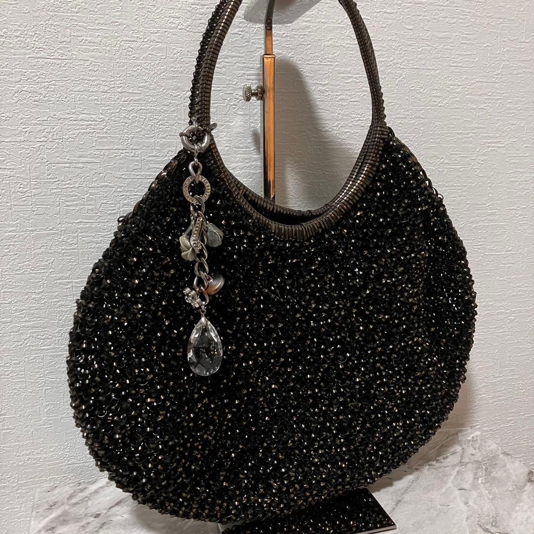 アンテプリマ ビジュー付き ワイヤーバッグ ブラック ハーフムーン