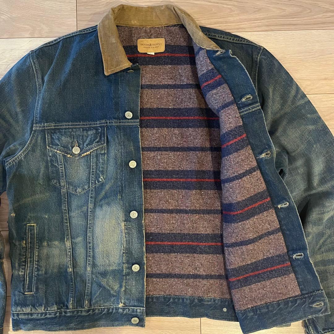 DENIM & SUPPLY RALPH LAUREN Gジャン Lダメージ加工