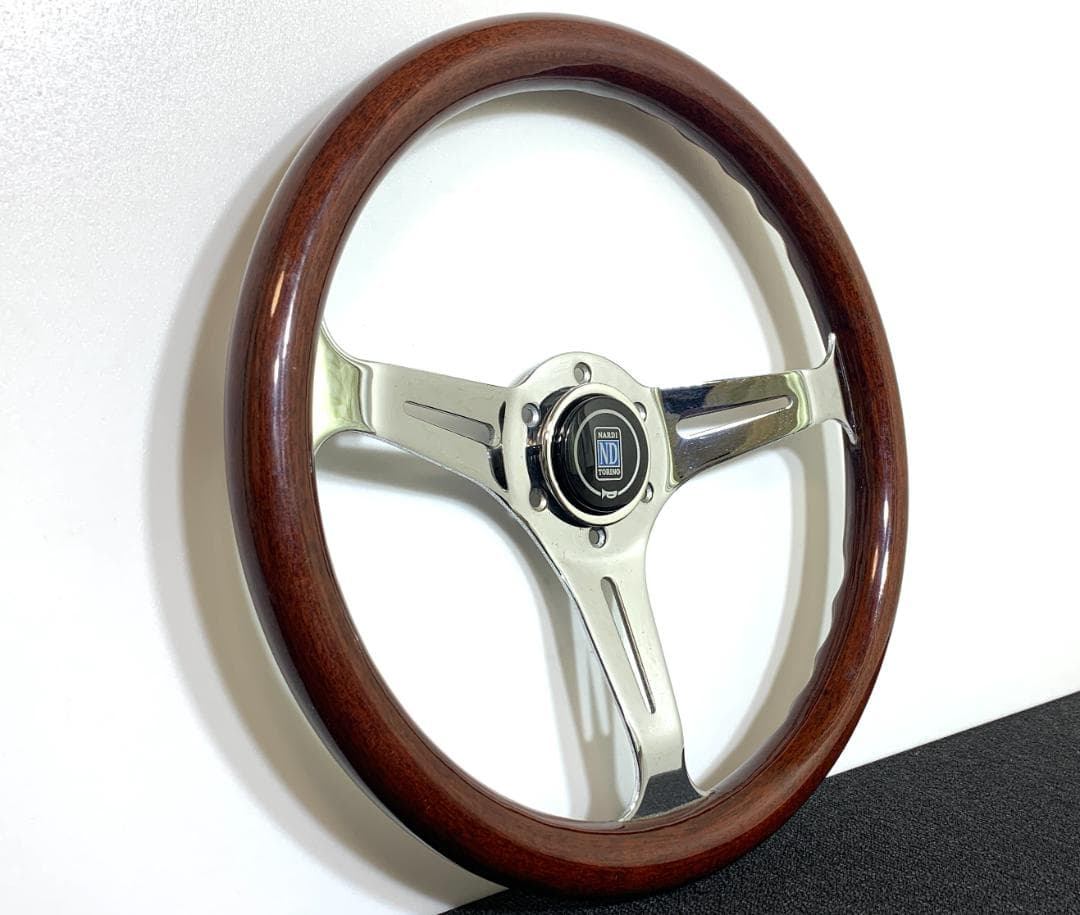 エムズスピード ウッドステアリング ホーンボタン付 メッキ輝き良好 希少