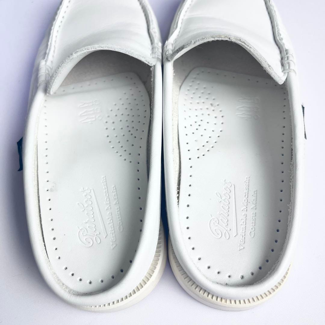 ふな♪美品✨パラブーツ レザー スリッポン モカシン ミュール ホワイト