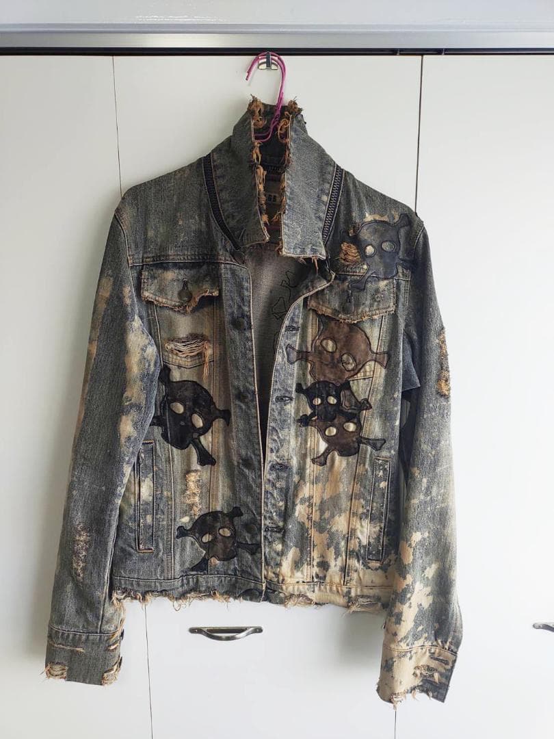 【LGB】 スカル ダメージ デニム ジャケット【メンズ】【Mサイズ】
