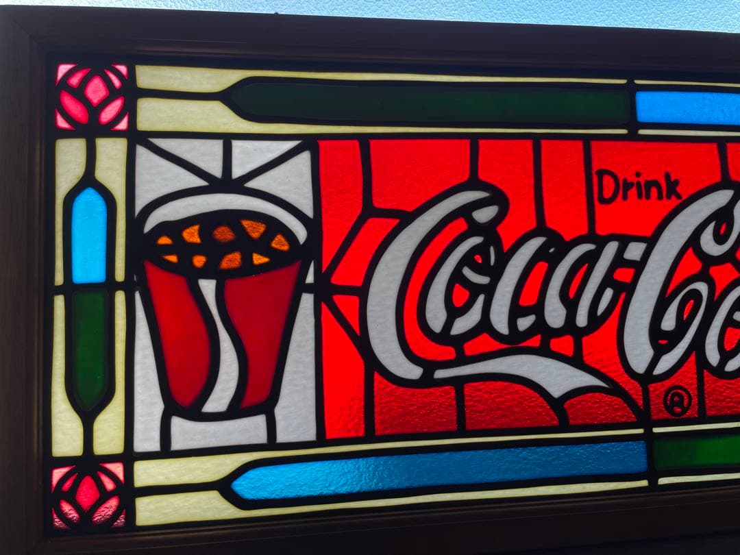 超レア　美品　コカコーラ　ステンドグラス大きな壁飾り　80㎝×33.5㎝