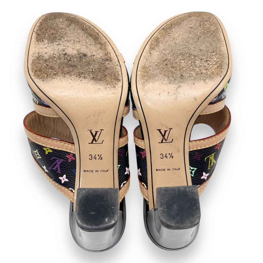 極美品■ルイヴィトン　マルチカラーモノグラム　ミュールパンプス　オープントゥ