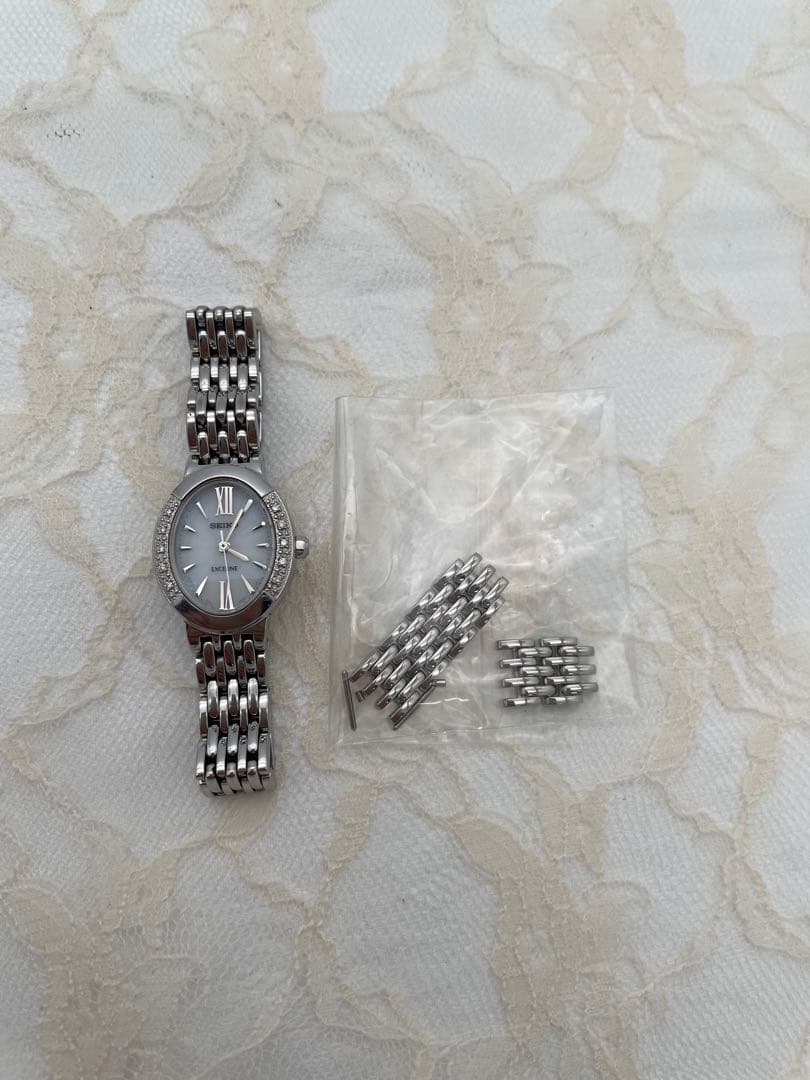 SEIKO EXCELINE レディース腕時計 ソーラー 10Pダイヤベゼル