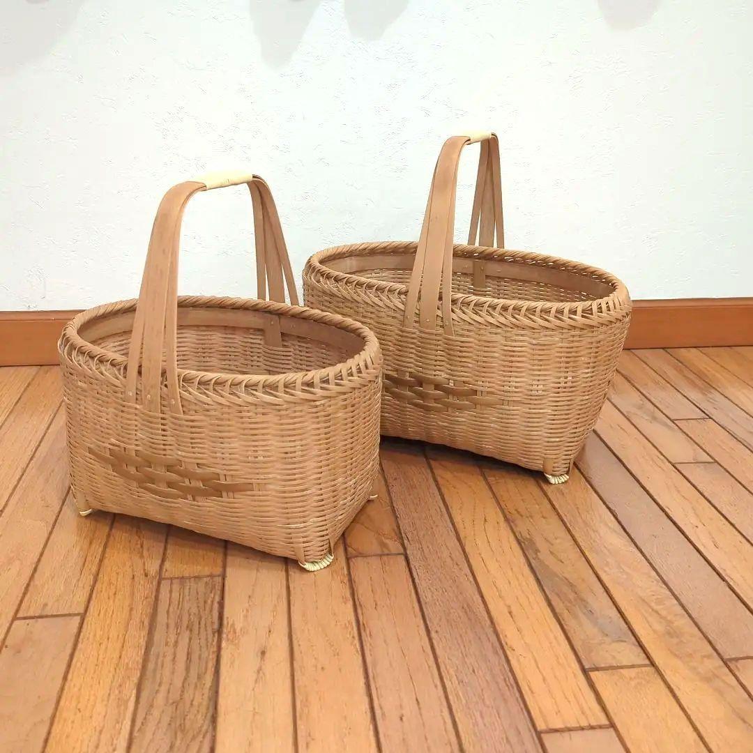 三行竹細工　竹籠　かごバック　民芸　民藝　柳宗悦　伝統工芸品　M