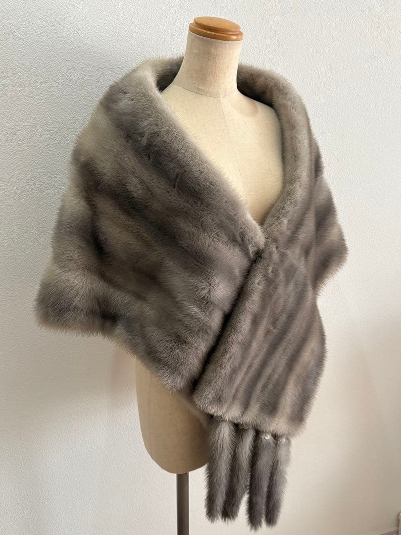 ミンク ショール シルバー ファー 毛皮 着物 ドレス