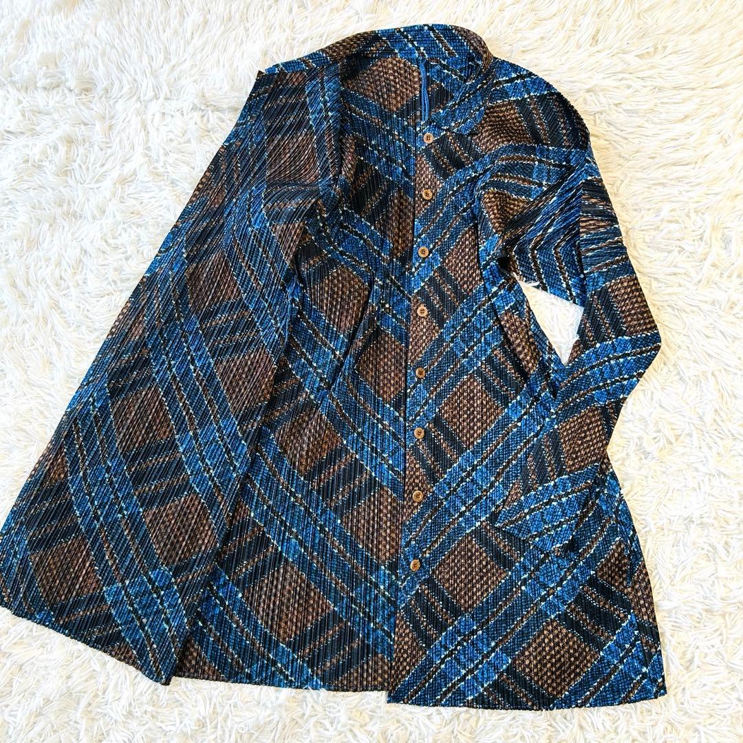 プリーツプリーズ ロングカーディガン バルーンスリーブ イッセイミヤケ