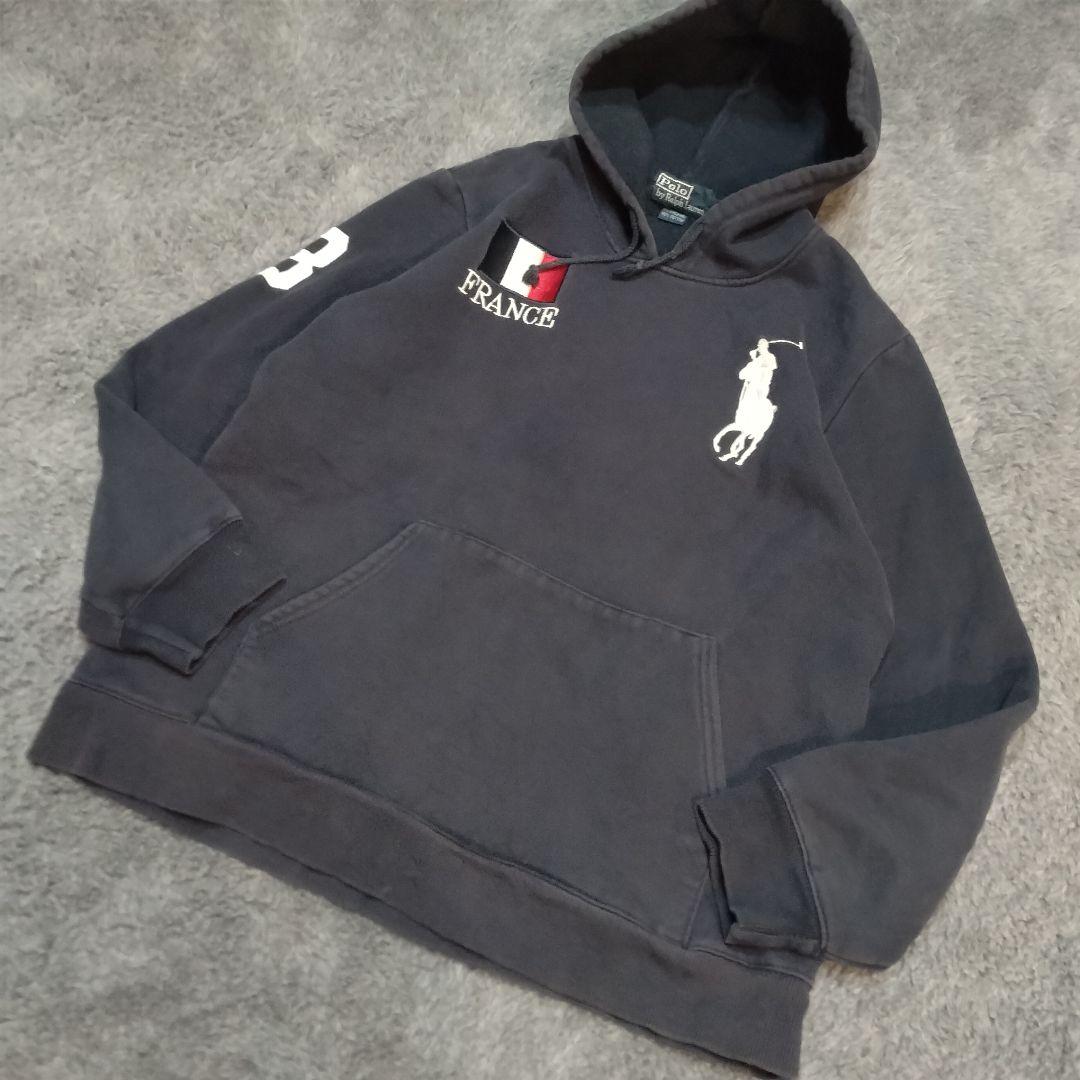 ラルフローレン パーカー ビッグポニー フランス 日本 国旗 刺繍 紺