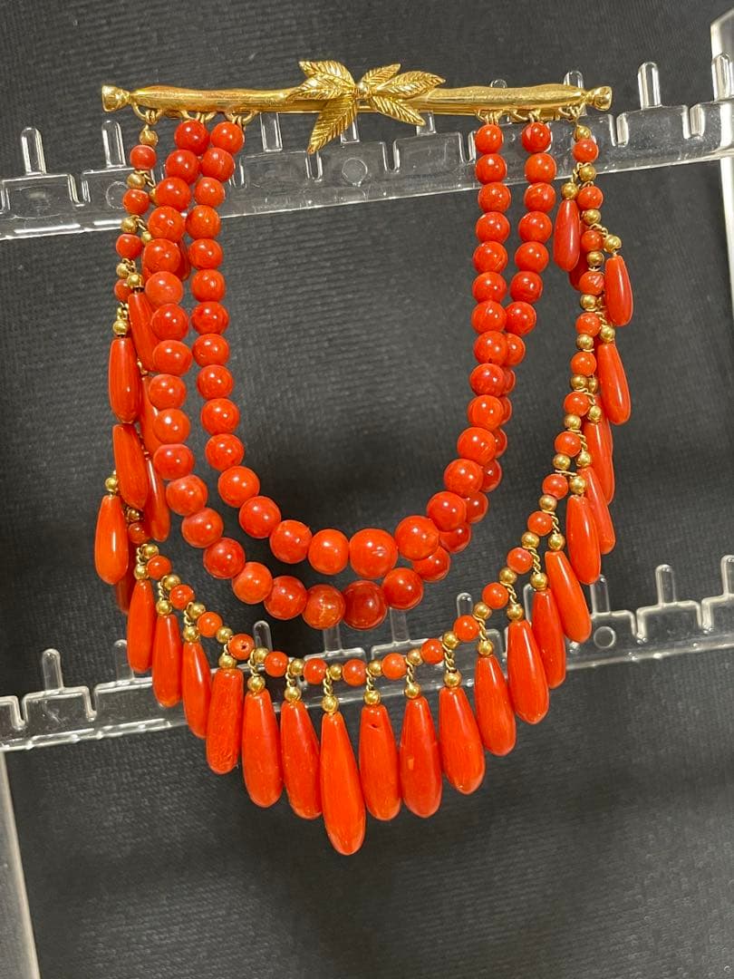 K18 赤サンゴ 珊瑚 ブローチ 飾り