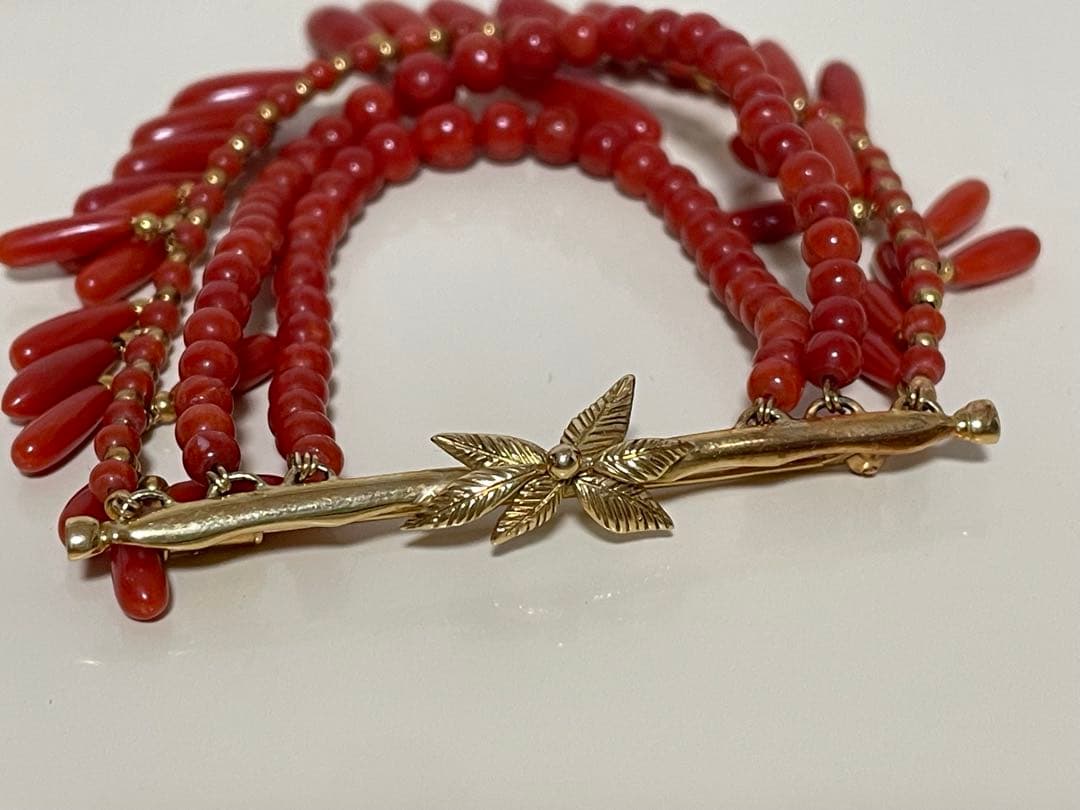K18 赤サンゴ 珊瑚 ブローチ 飾り