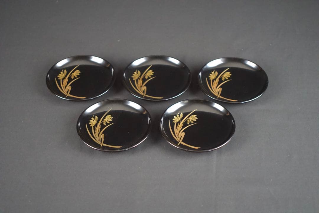 【8月31日まで】輪島塗 蘭沈金 銘々皿 5客 わじま 龍 作