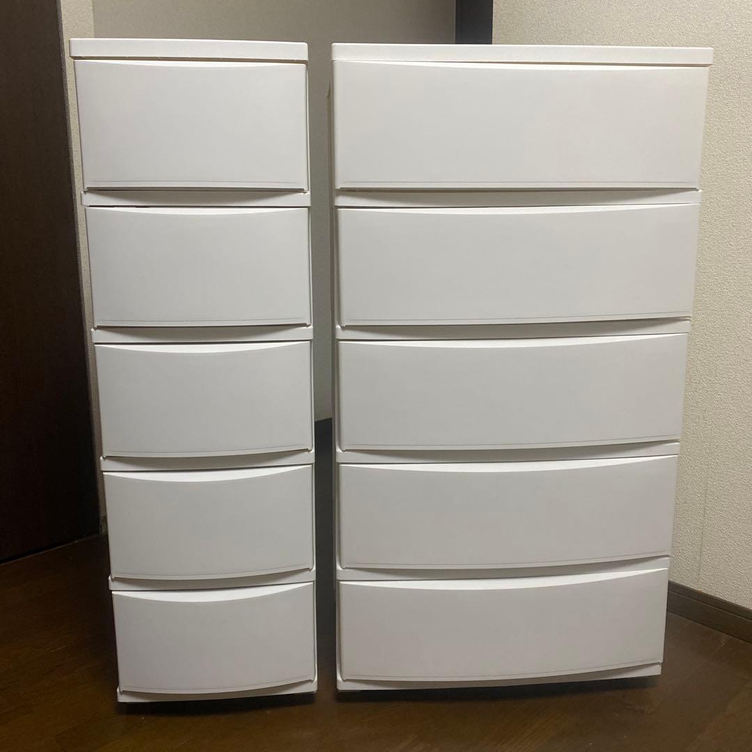 ホワイトチェスト 5段　大小2セット