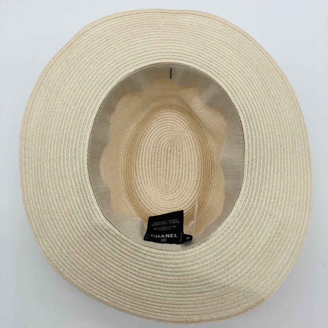 CHANEL ココマーク ストローハット 麦わら帽子 ホワイト グリーン